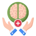Дві руки лікаря дбайливо підтримують мозок (символ збереження мозкового здоров'я)