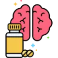 Это иконка, символизирующая здоровье мозга. На ней мозг и баночка с лекарствами.
